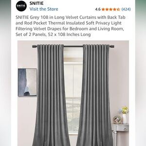 Charcoal Velvet Thermal Curtains 52x108